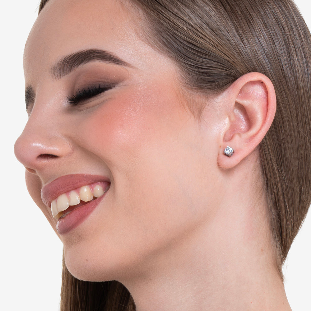 ORECCHINI DONNA IN ACCIAIO  CON CRISTALLO BIANCO