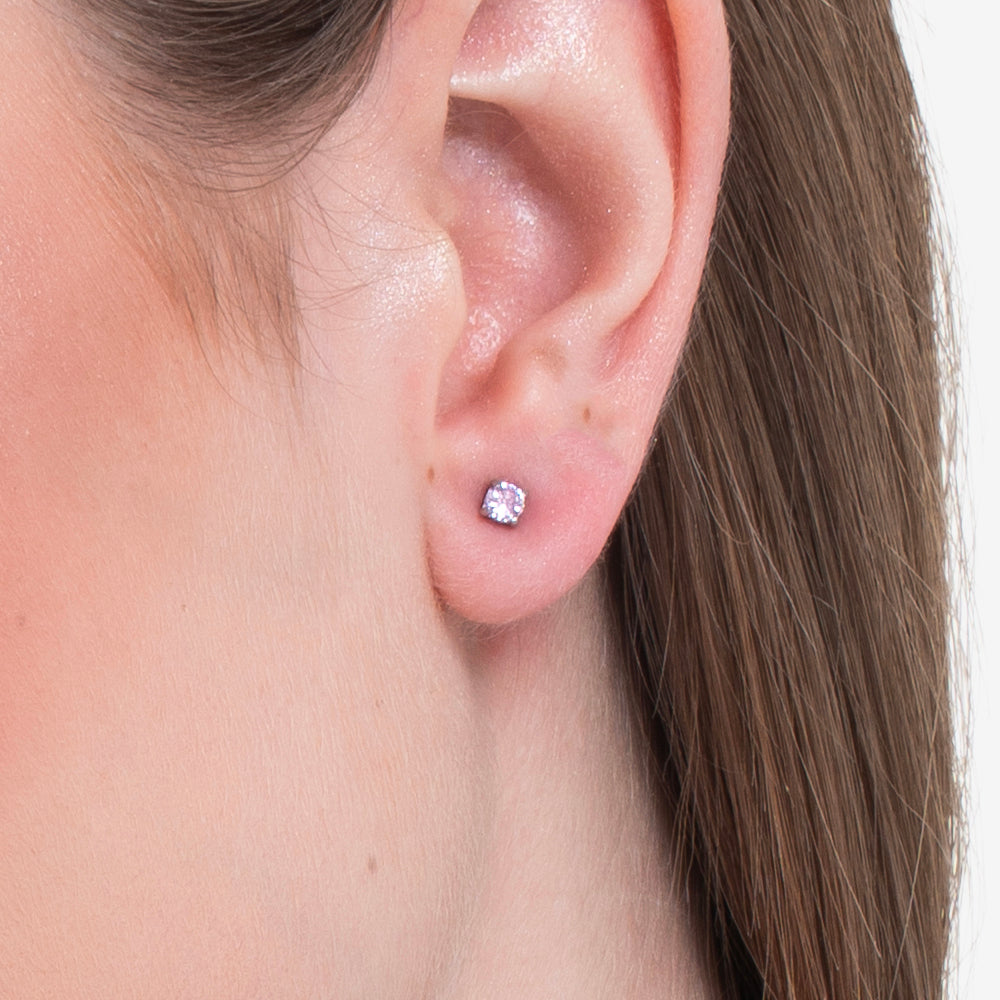 MONO ORECCHINO DONNA IN ACCIAIO CON ZIRCONE ROS