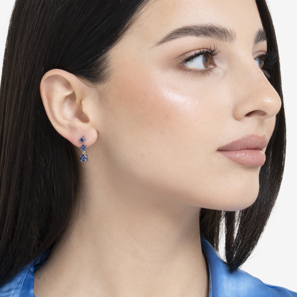 MONO ORECCHINI DONNA IN ACCIAIO CON ZIRCONI BLU