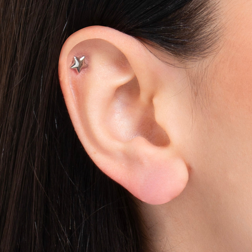 PIERCING ORECCHIO DONNA IN ACCIAIO FORMA STELLA
