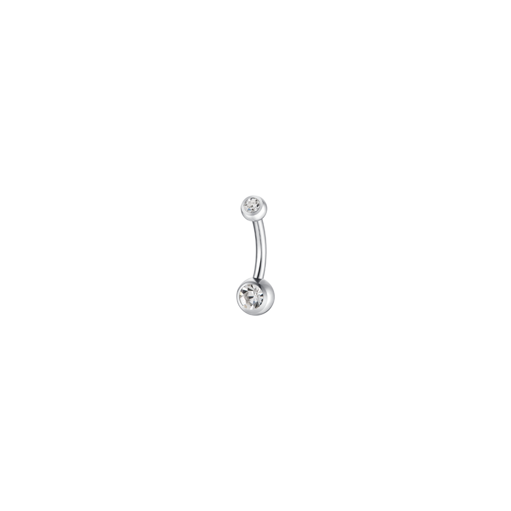 PIERCING OMBELICO DONNA IN ACCIAIO CON SFERA E ZIRCONE BIANCO