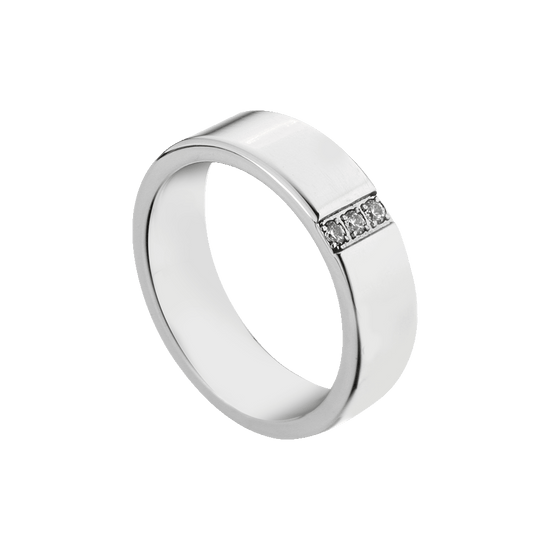 ANELLO UOMO IN ACCIAIO CON CRISTALLI BIANCHI