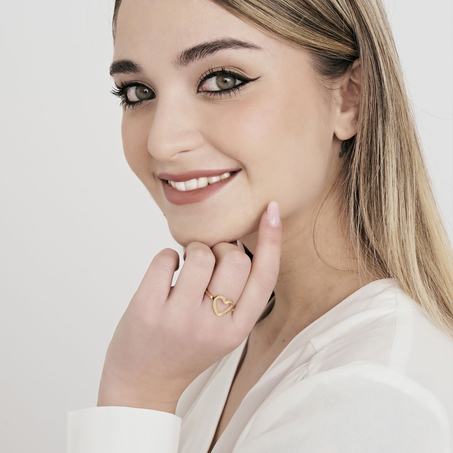 DAMEN IP GOLD STAHLRING MIT HERZ
