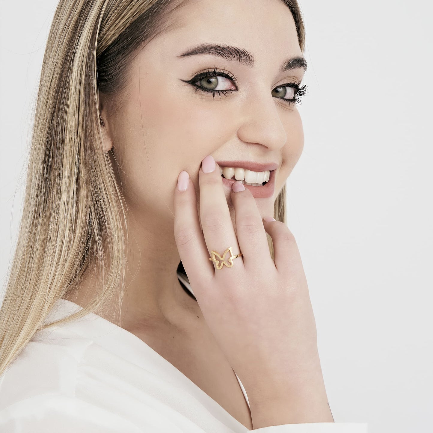 IP GOLD STAHLRING MIT SCHMETTERLING FÜR DAMEN