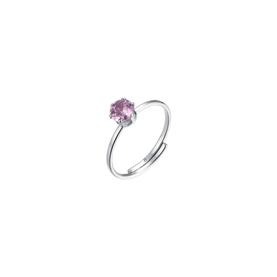 DAMEN-SOLITAIRE-RING AUS STAHL MIT PINK-KRISTALL Luca Barra