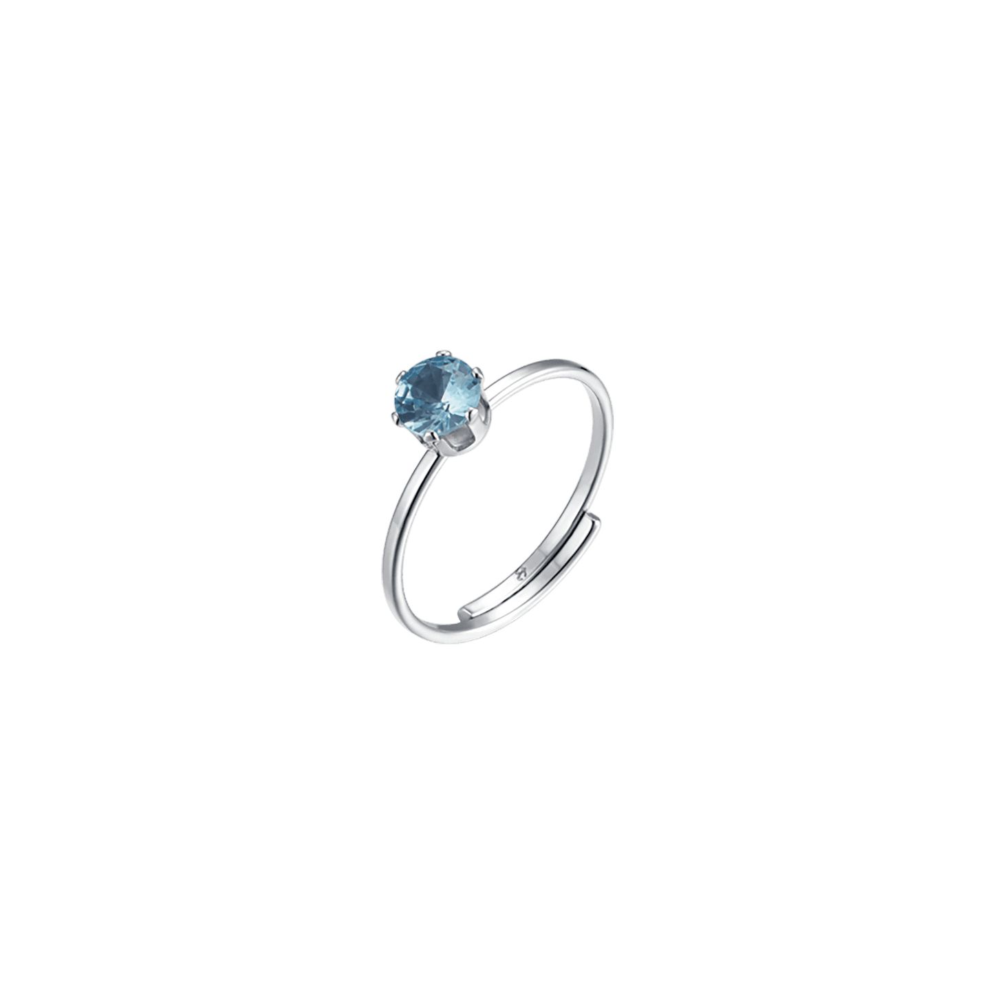 DAMEN-SOLITAIRE-RING AUS STAHL MIT BLAUEM KRISTALL Luca Barra