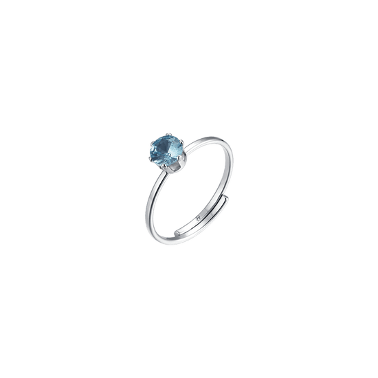 DAMEN-SOLITAIRE-RING AUS STAHL MIT BLAUEM KRISTALL Luca Barra