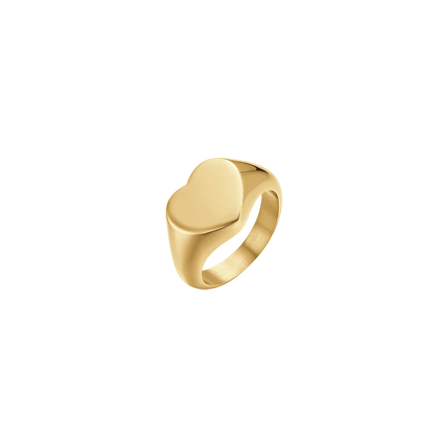 WOMAN'S IP GOLD STEEL SEAL RING WITH HEART Luca Barra
