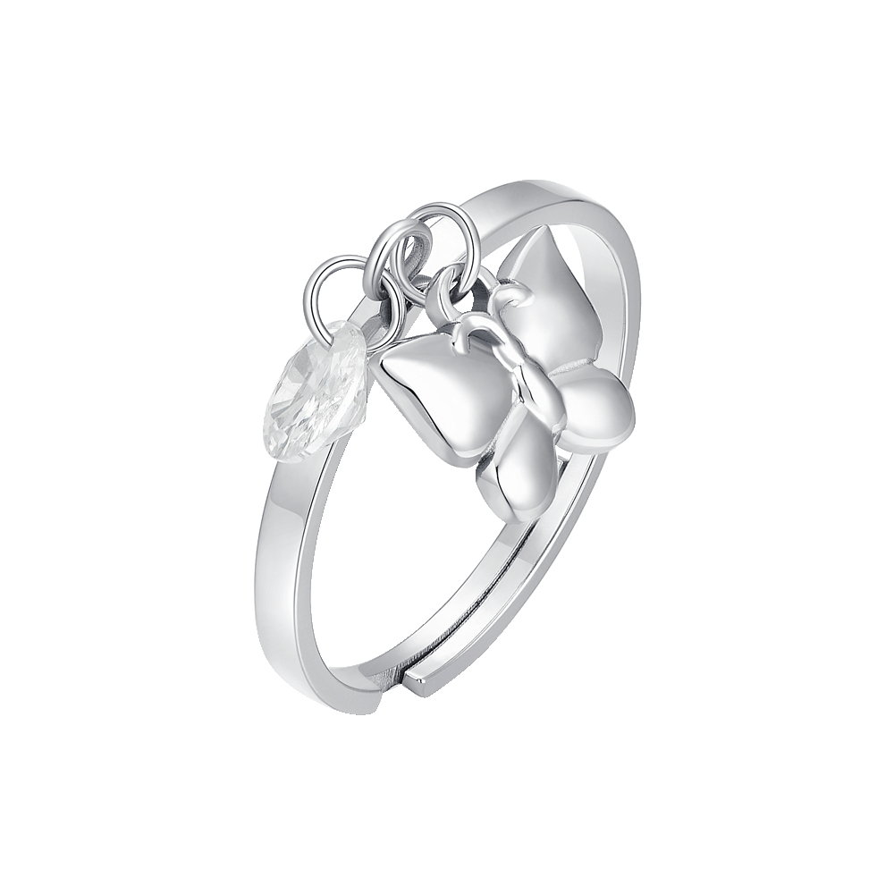 ANELLO DONNA IN ACCIAIO CON FARFALLA E ZIRCONE BIANCO