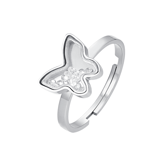 ANELLO DONNA IN ACCIAIO CON FARFALLA E ZIRCONI