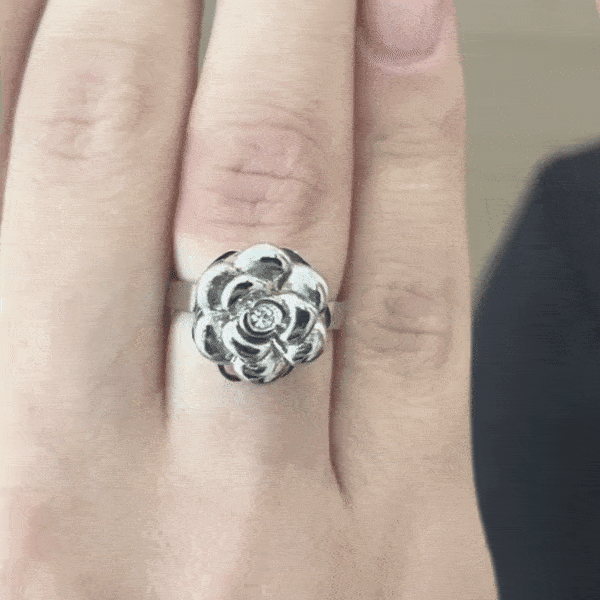 ANELLO DONNA IN ACCIAIO CON ROSA GIREVOLE