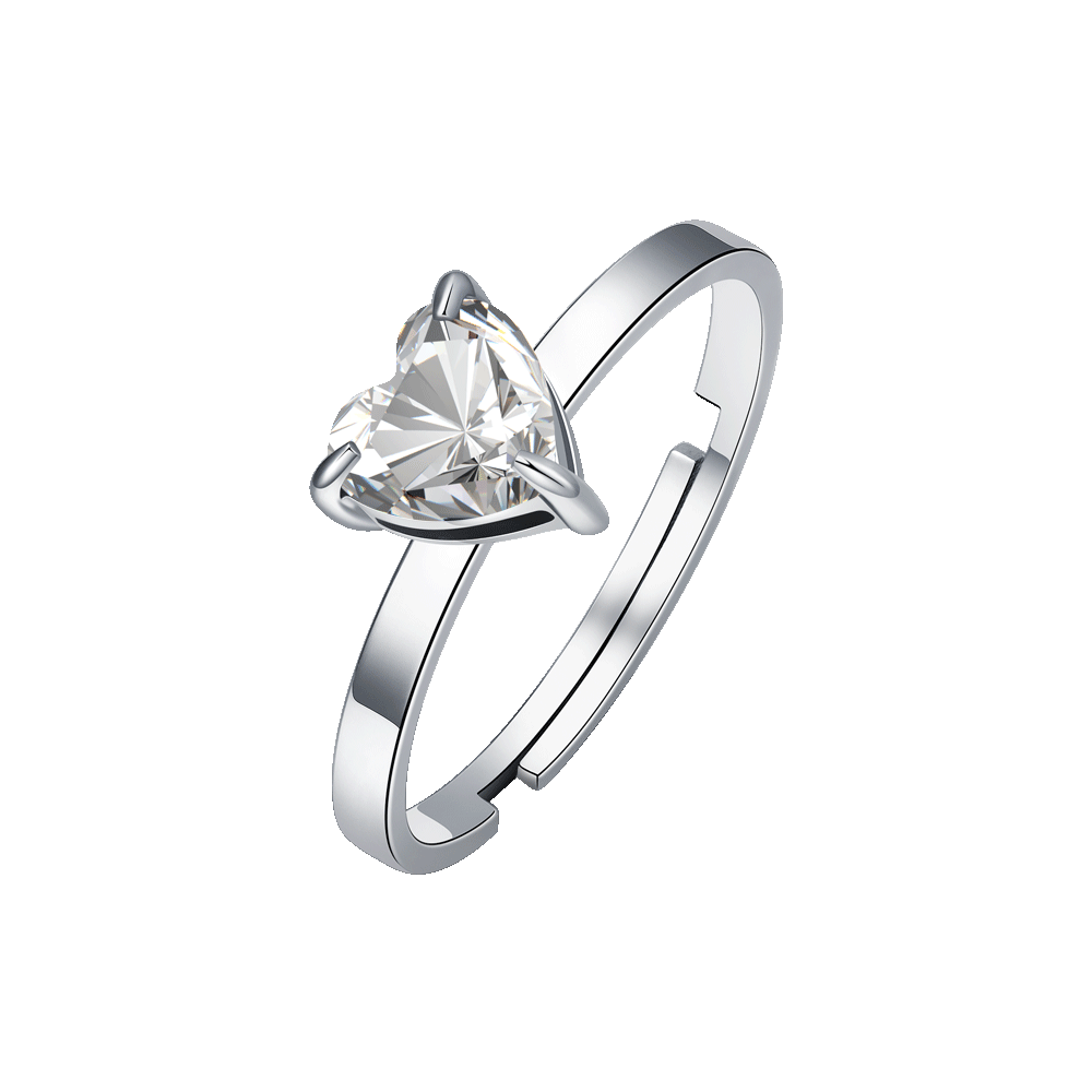 ANELLO DONNA IN ACCIAIO CON CUORE CRISTALLO BIANCO