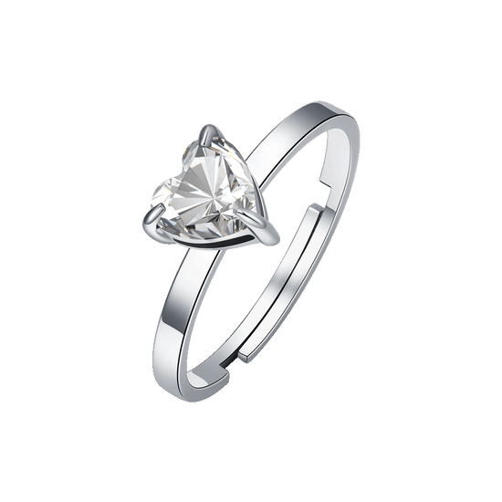 ANELLO DONNA IN ACCIAIO CON CUORE CRISTALLO BIANCO