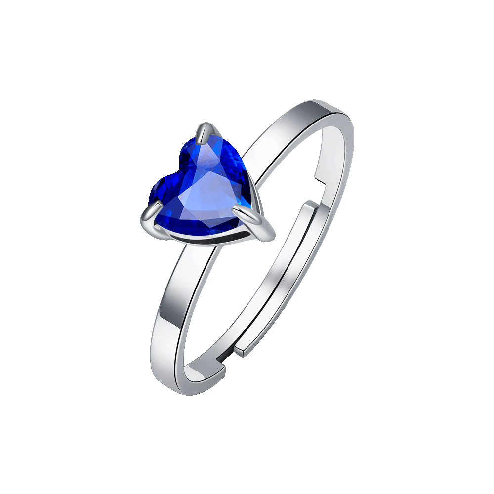 ANELLO DONNA IN ACCIAIO CON CUORE CRISTALLO BLU