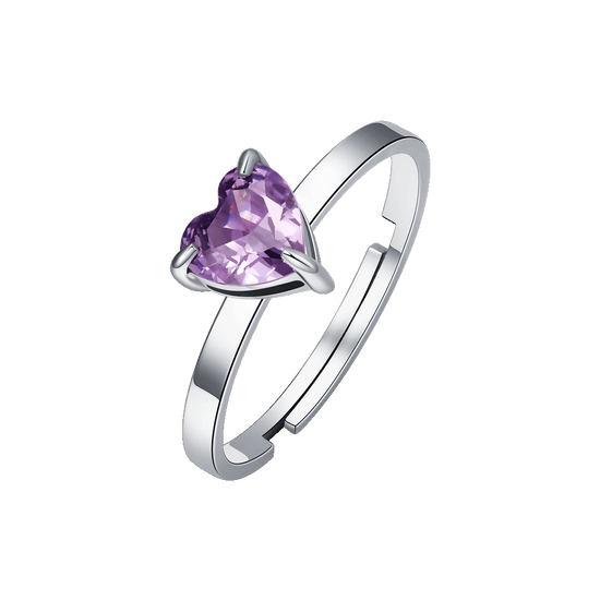 ANELLO DONNA IN ACCIAIO CON CUORE CRISTALLO VIOLA