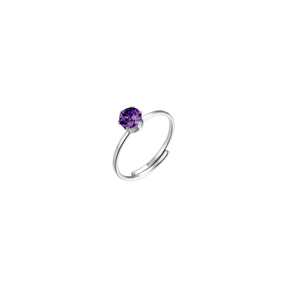 ANELLO DONNA IN ACCIAIO ZIRCONE VIOLA
