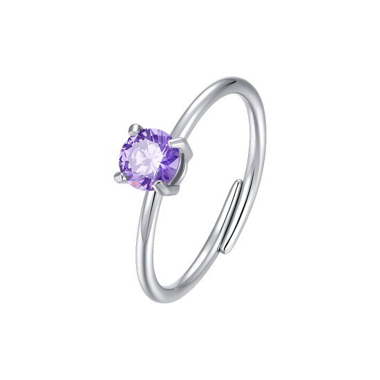 ANELLO DONNA IN ACCIAIO ZIRCONE VIOLA