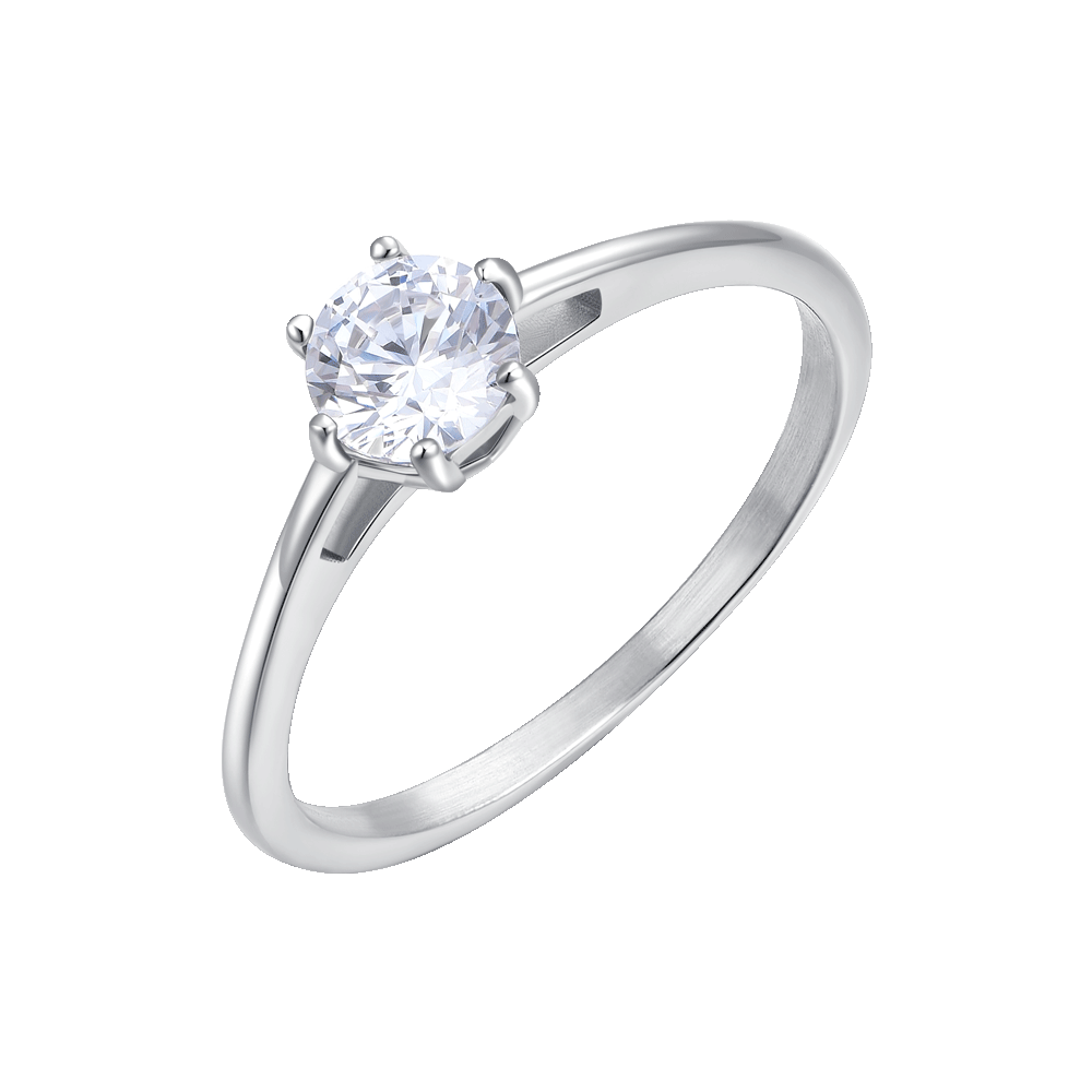 ANELLO DONNA IN ACCIAIO CON CRISTALLO BIANCO - TAGLIA 12