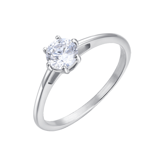 ANELLO DONNA IN ACCIAIO CON CRISTALLO BIANCO - TAGLIA 14