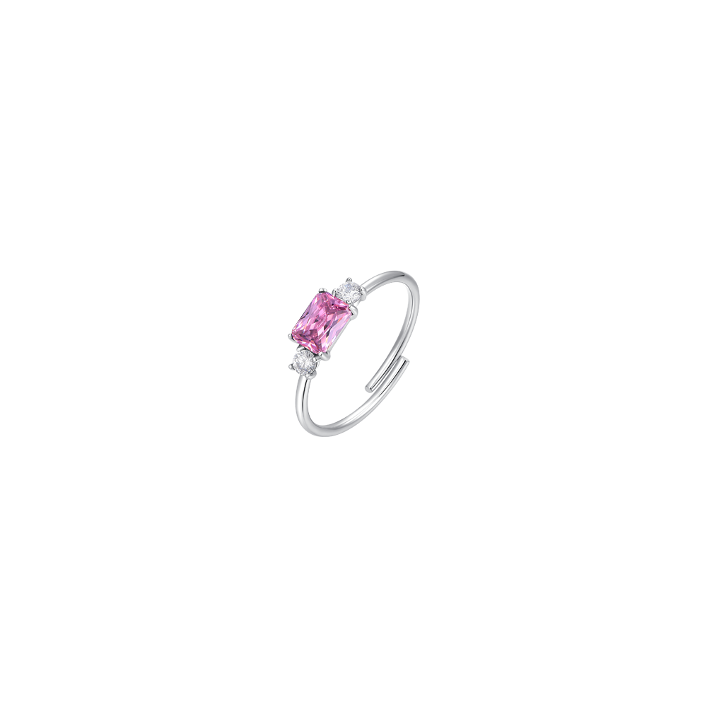 ANELLO DONNA IN ACCIAIO CON ZIRCONI ROSA E BIANCHI