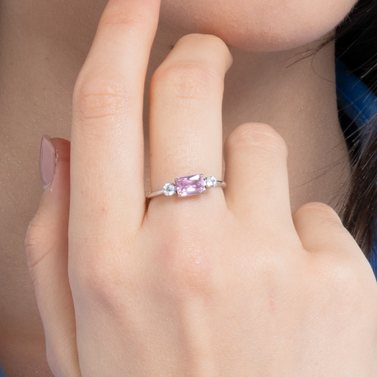 ANELLO DONNA IN ACCIAIO CON ZIRCONI ROSA E BIANCHI