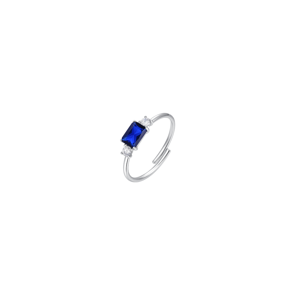 ANELLO DONNA IN ACCIAIO CON ZIRCONI BLU E BIANCHI