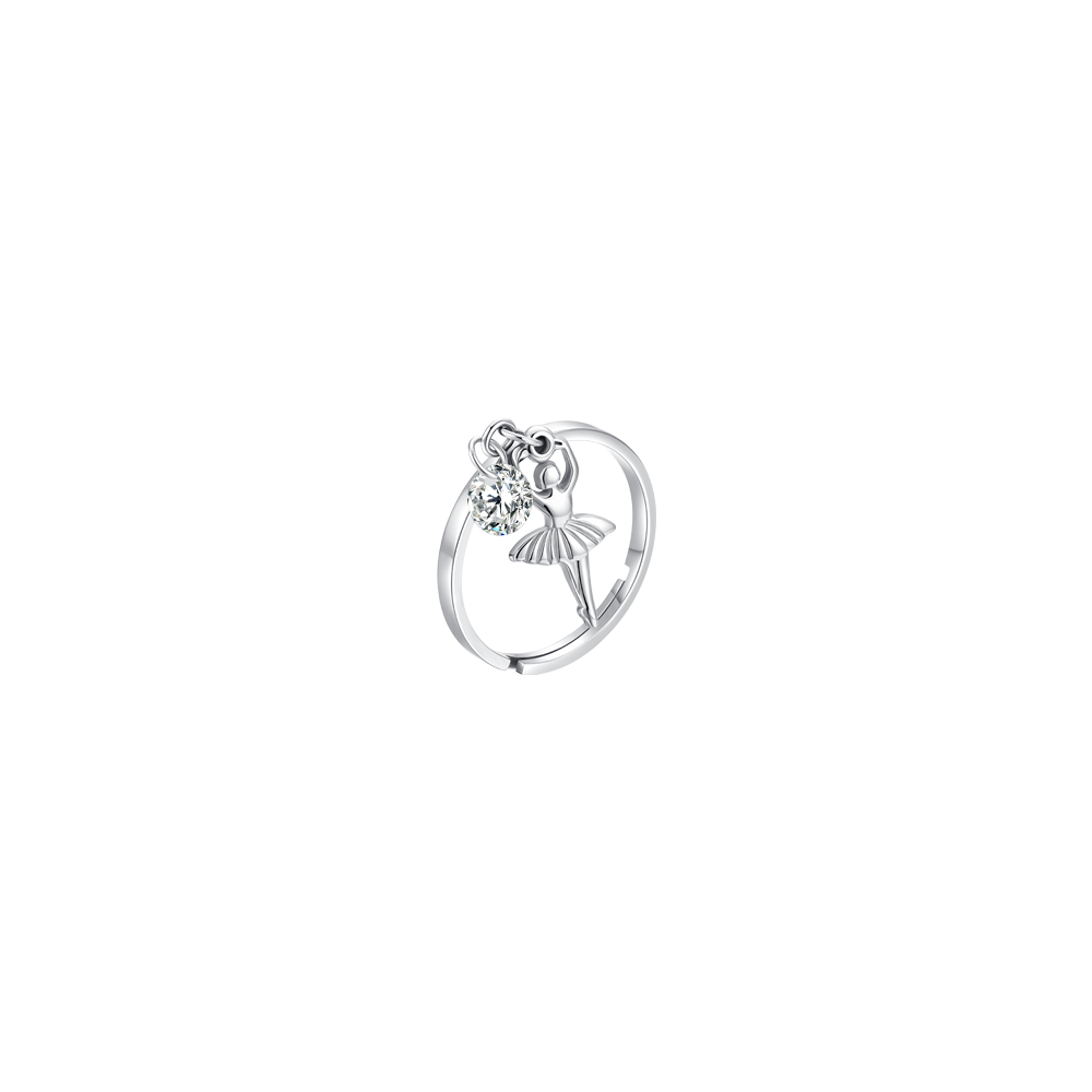 ANELLO DONNA IN ACCIAIO CON BALLERINA E ZIRCONE BIANCO