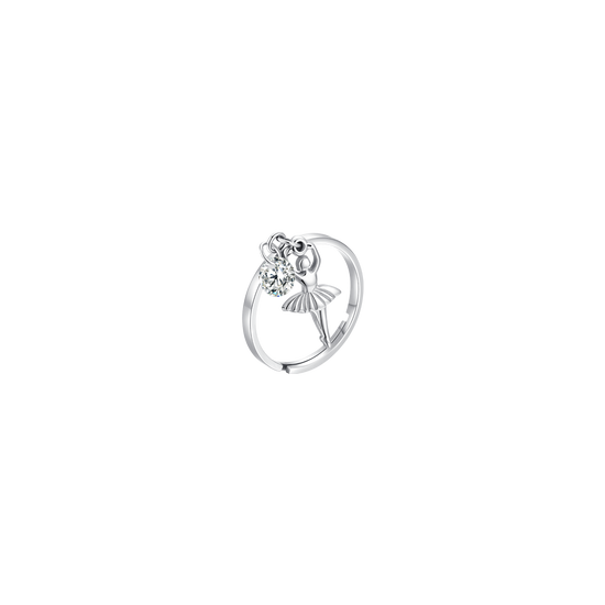 ANELLO DONNA IN ACCIAIO CON BALLERINA E ZIRCONE BIANCO