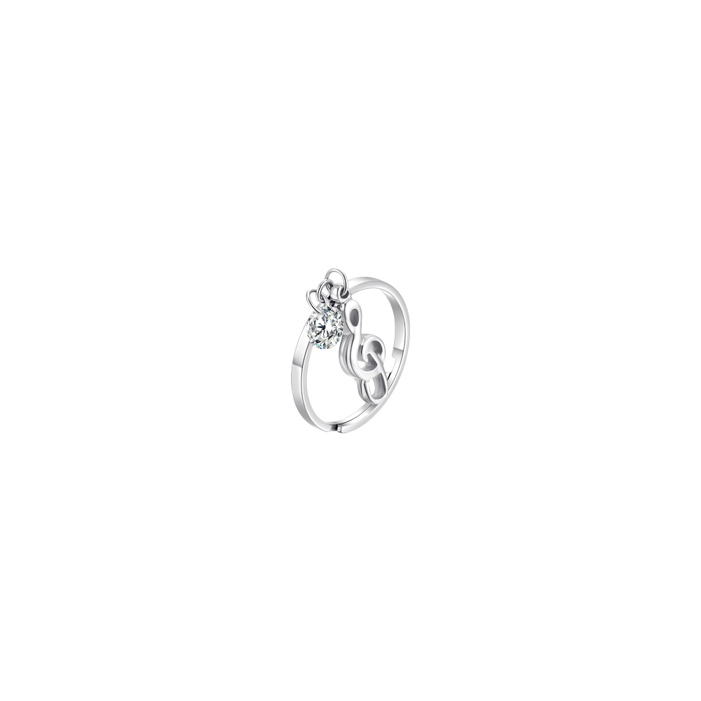 ANELLO DONNA IN ACCIAIO CON NOTA MUSICALE E ZIRCONE BIANCO