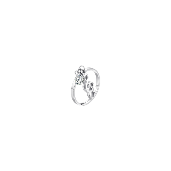 ANELLO DONNA IN ACCIAIO CON NOTA MUSICALE E ZIRCONE BIANCO