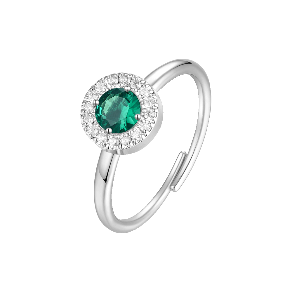 ANELLO DONNA IN ACCIAIO CON ELEMENTO CON ZIRCONI VERDI E BIANCHI