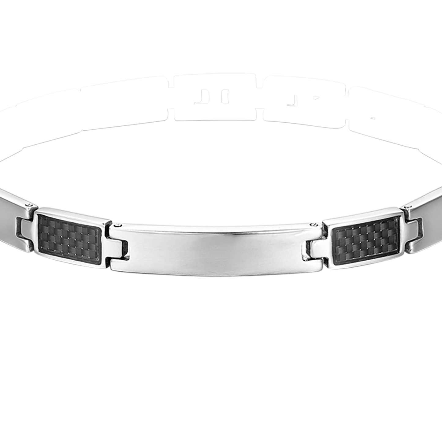 HERRENARMBAND MIT STAHLPLATTE UND SCHWARZEN ELEMENTEN