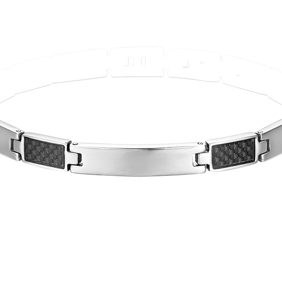 HERRENARMBAND MIT STAHLPLATTE UND SCHWARZEN ELEMENTEN