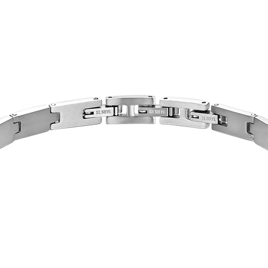 HERRENARMBAND MIT STAHLPLATTE UND SCHWARZEN ELEMENTEN