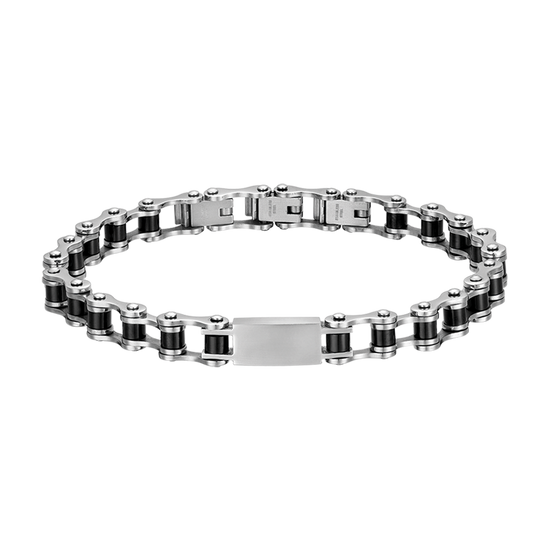 BRACCIALE UOMO IN ACCIAIO CON ELEMENTI IN IP NERO