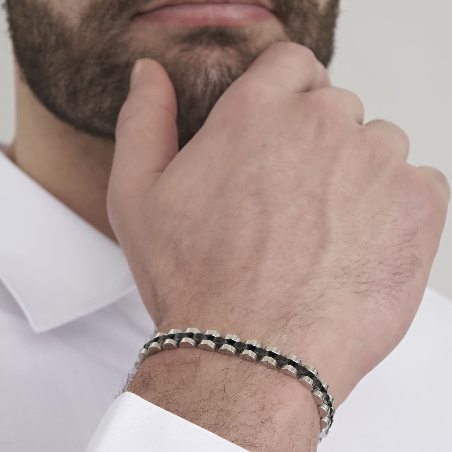 HERREN STAHL IP DETAIL ARMBAND SCHWARZ