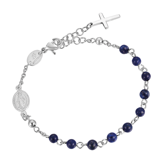 ROSARONARMBAND FÜR MÄNNER AUS STAHL MIT LAPIS-STAINEN Luca Barra