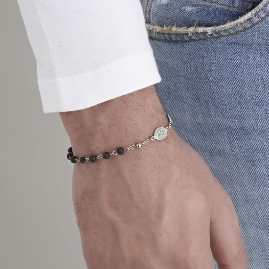 ROSARONARMBAND FÜR MÄNNER AUS STAHL MIT LAVIKSTEIN Luca Barra