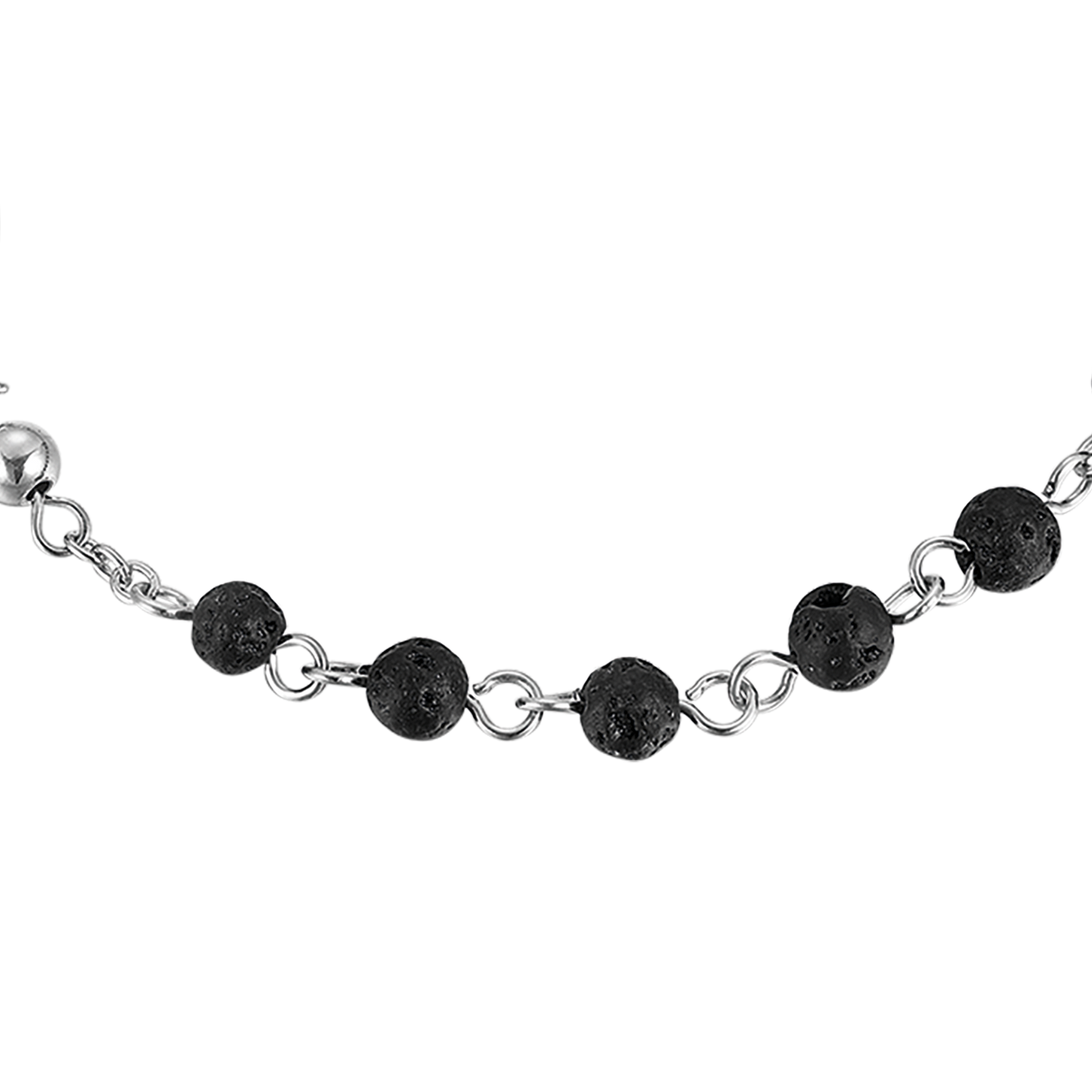 HERREN-STAHL-ROSENKRANZ-ARMBAND MIT LAVASTEIN