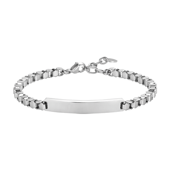 HERRENARMBAND AUS STAHL MIT PERSONALISIERBARER PLATTE