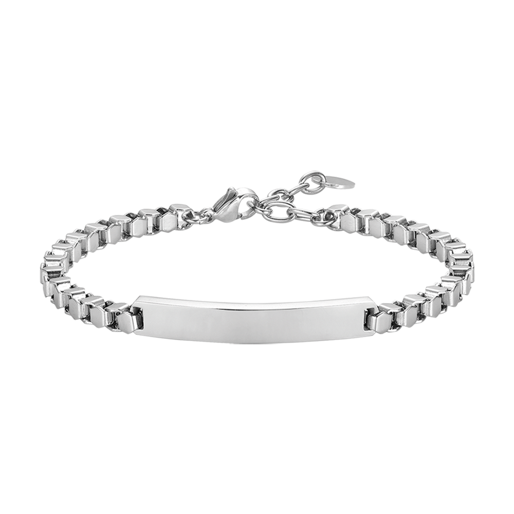 HERRENARMBAND AUS STAHL MIT PERSONALISIERBARER PLATTE