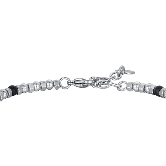 STAHLARMBAND FÜR HERREN MIT SCHWARZEM ACHAT UND UNENDLICHKEIT
