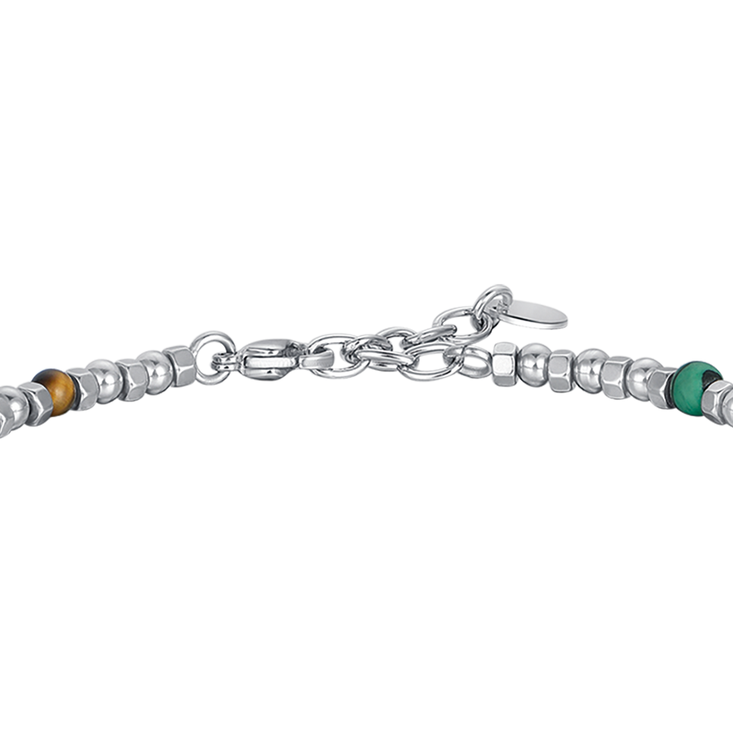 HERRENARMBAND AUS STAHL MIT FARBIGEN STEINEN UND KREUZ