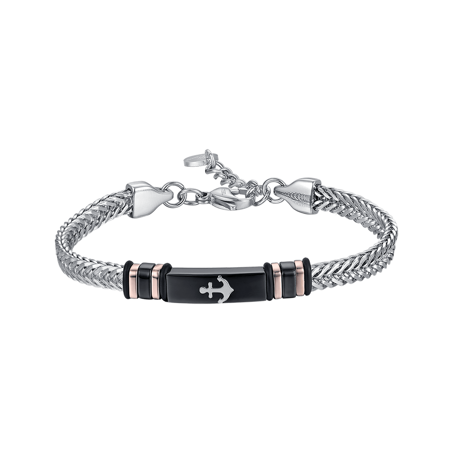 SCHWARZES EISENSTAHL-ARMBAND MIT ANCHOR Luca Barra