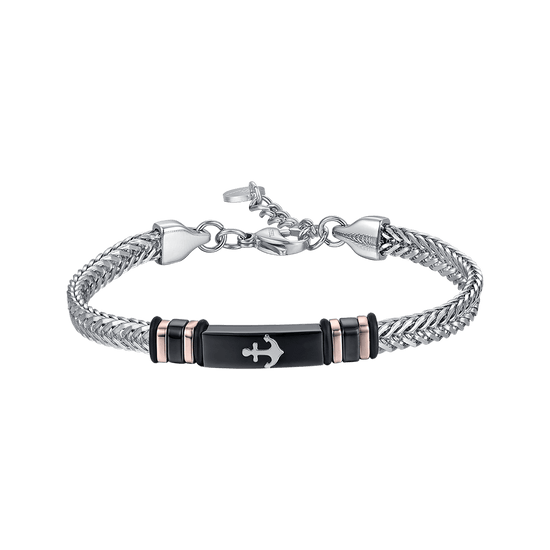 SCHWARZES EISENSTAHL-ARMBAND MIT ANCHOR Luca Barra