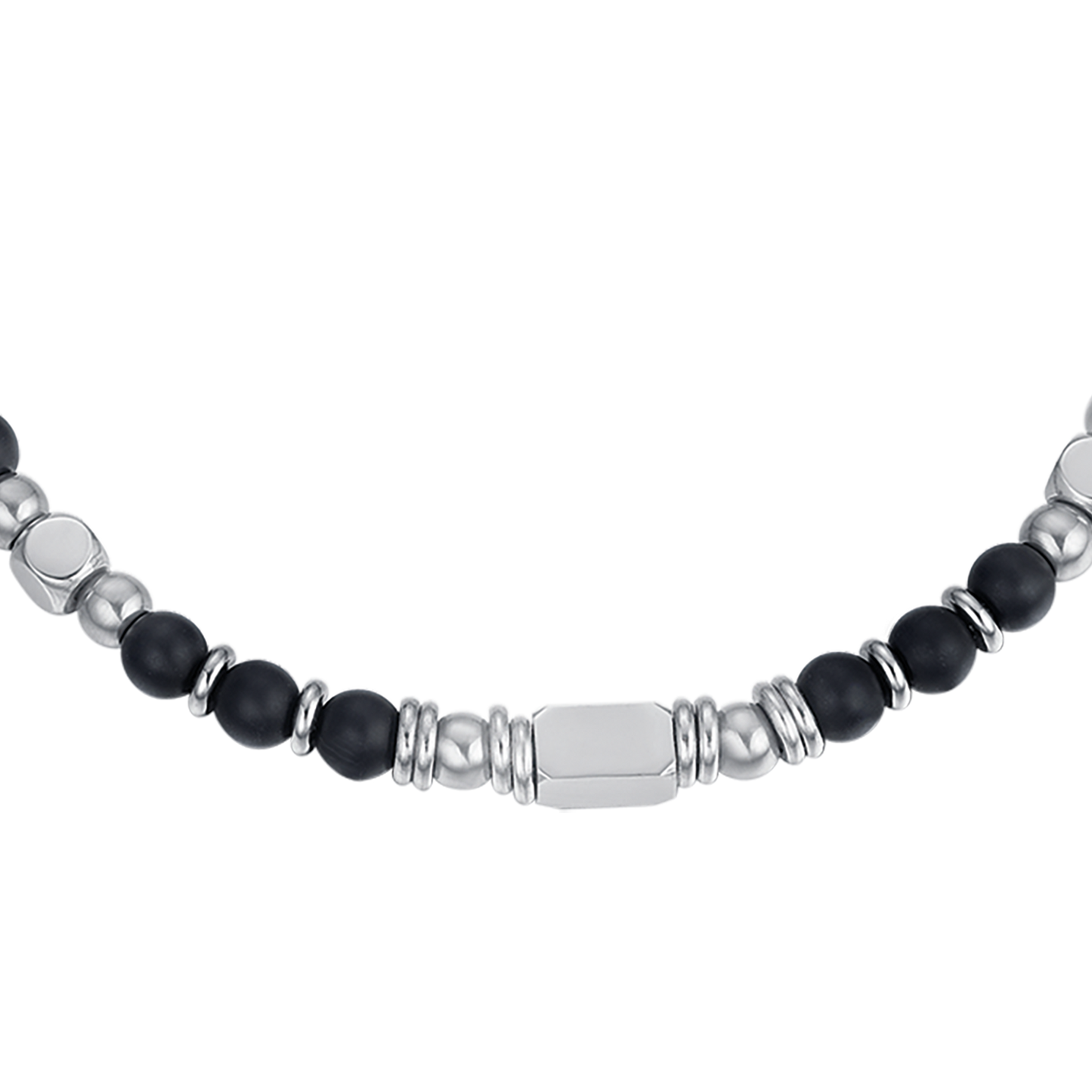 HERREN STAHLARMBAND MIT SCHWARZEM ACHAT