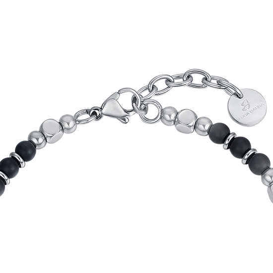 HERREN STAHLARMBAND MIT SCHWARZEM ACHAT