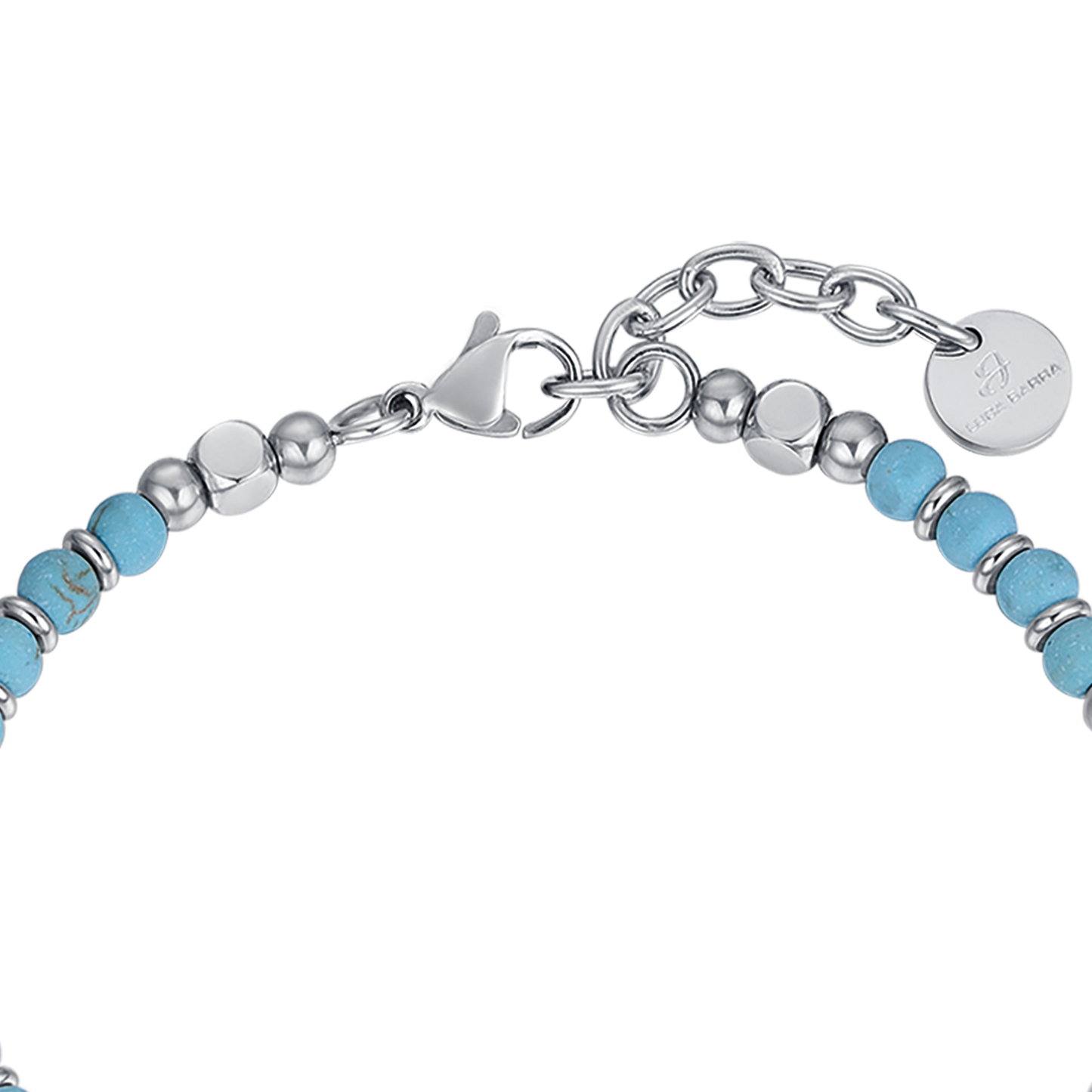 HERRENARMBAND AUS STAHL MIT TÜRKISFARBENEN STEINEN