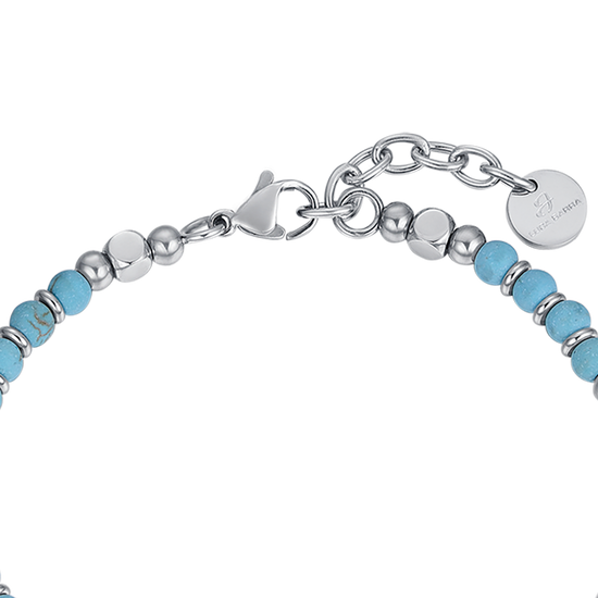 HERRENARMBAND AUS STAHL MIT TÜRKISFARBENEN STEINEN