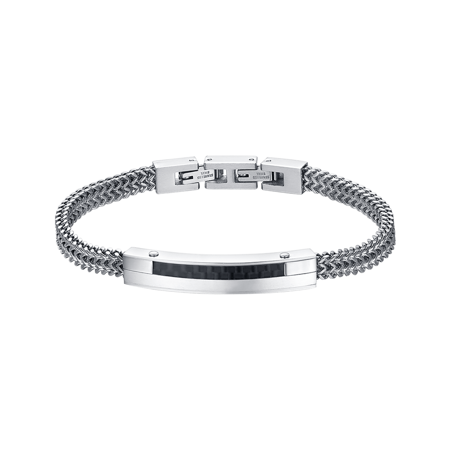 MANNSTAHL BRACELET MIT KARBONFASERPLATTE UND SCHWARZEM ELEMENT Luca Barra